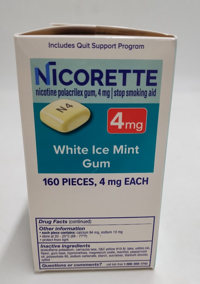 Nicorette White Ice Mint 4 mg Nicotine Polacrilex Gum - 160ct EXP  12/2028