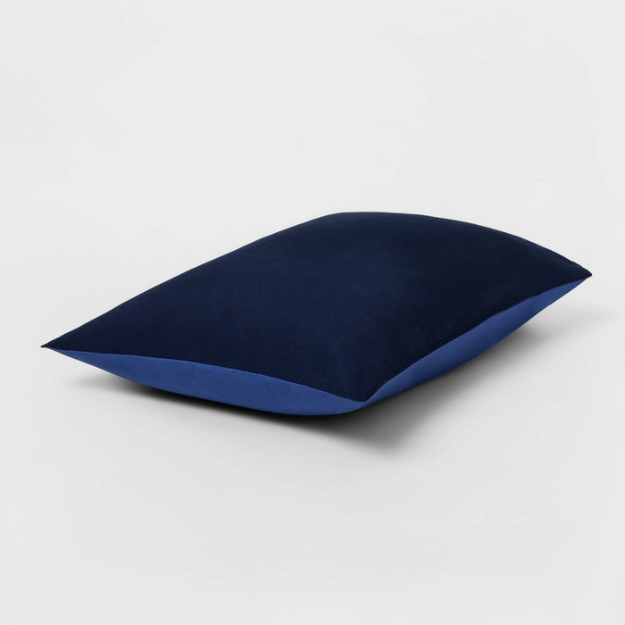 Standard Reversible Microfiber Solid Comforter Sham Navy/Blue - Room Essentials
