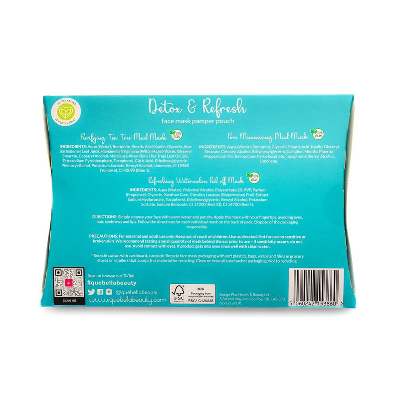Que Bella Holiday Detox & Refresh Pamper Pouch Pore Minimizing Face Mask Gift Set - 1.5 fl oz/3pc