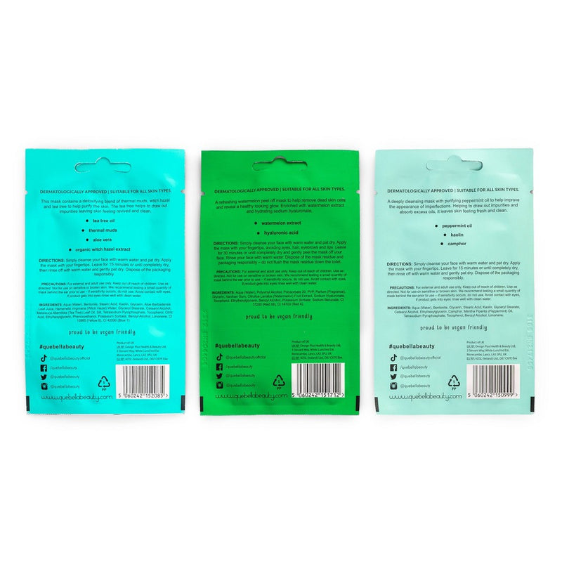 Que Bella Holiday Detox & Refresh Pamper Pouch Pore Minimizing Face Mask Gift Set - 1.5 fl oz/3pc