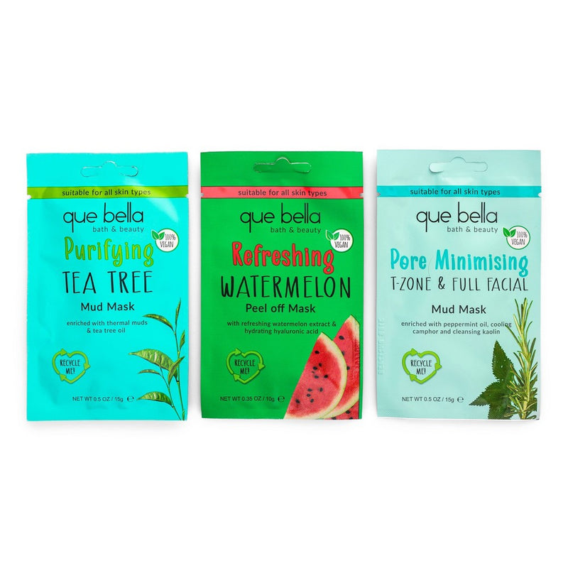 Que Bella Holiday Detox & Refresh Pamper Pouch Pore Minimizing Face Mask Gift Set - 1.5 fl oz/3pc