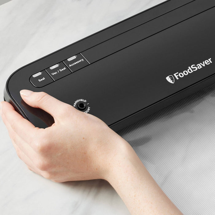 FoodSaver Space-Saving Vacuum Sealer with Bags and Roll Black