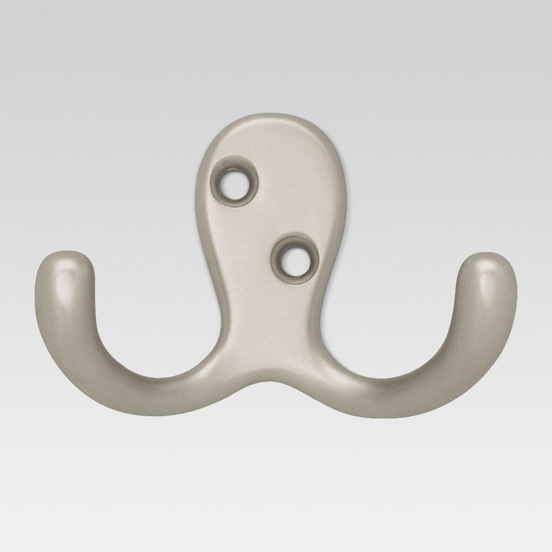2pk double prong robe hooks Satin Nickel - Room Essentials