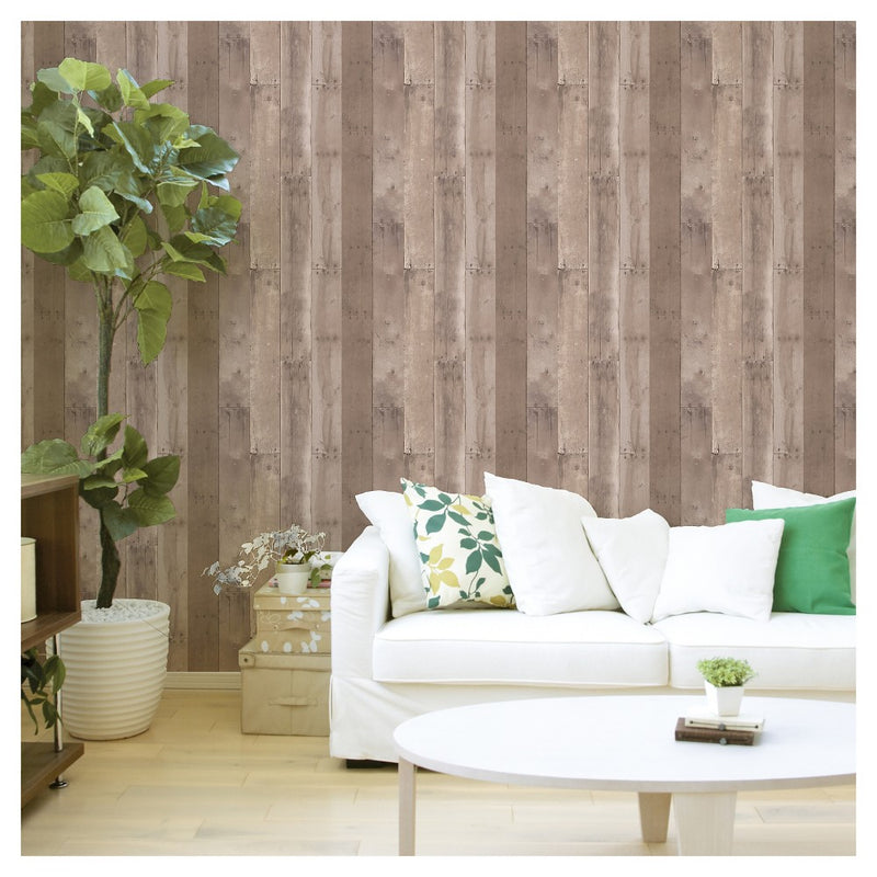Reclaimed Wood Peel & Stick Wallpaper Brown - Threshold
