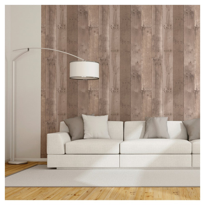 Reclaimed Wood Peel & Stick Wallpaper Brown - Threshold