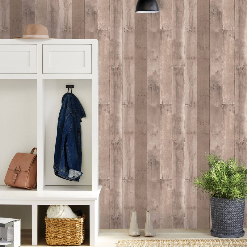 Reclaimed Wood Peel & Stick Wallpaper Brown - Threshold
