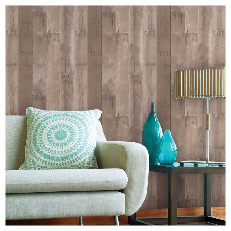 Reclaimed Wood Peel & Stick Wallpaper Brown - Threshold
