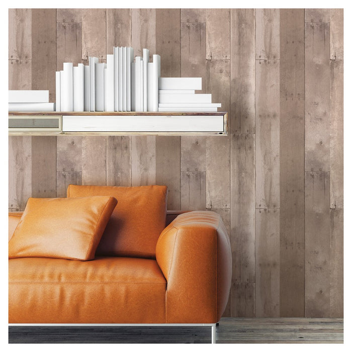 Reclaimed Wood Peel & Stick Wallpaper Brown - Threshold