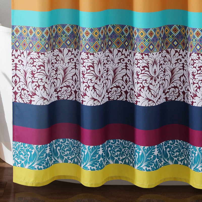 Boho Striped Shower Curtain Plum/Yellow - Lush Decor