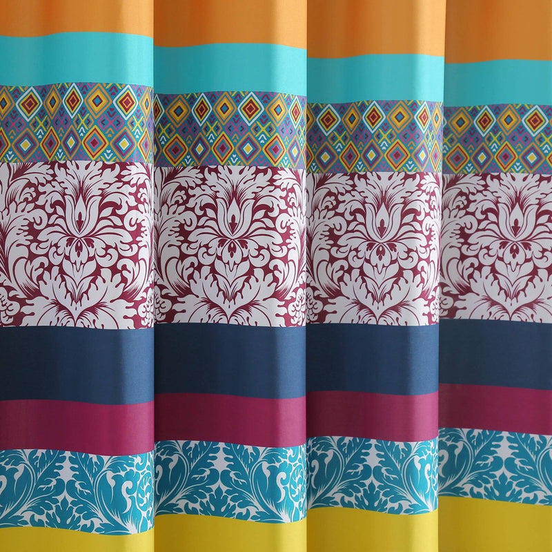 Boho Striped Shower Curtain Plum/Yellow - Lush Decor