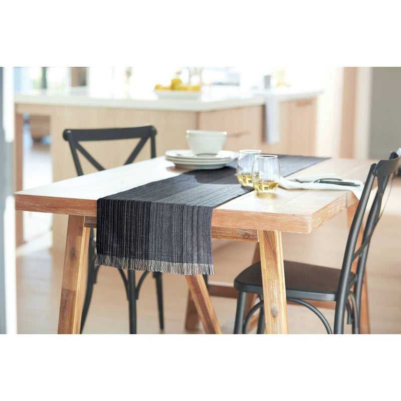 72" x 14" Cotton Striped Table Runner Navy Blue - Threshold