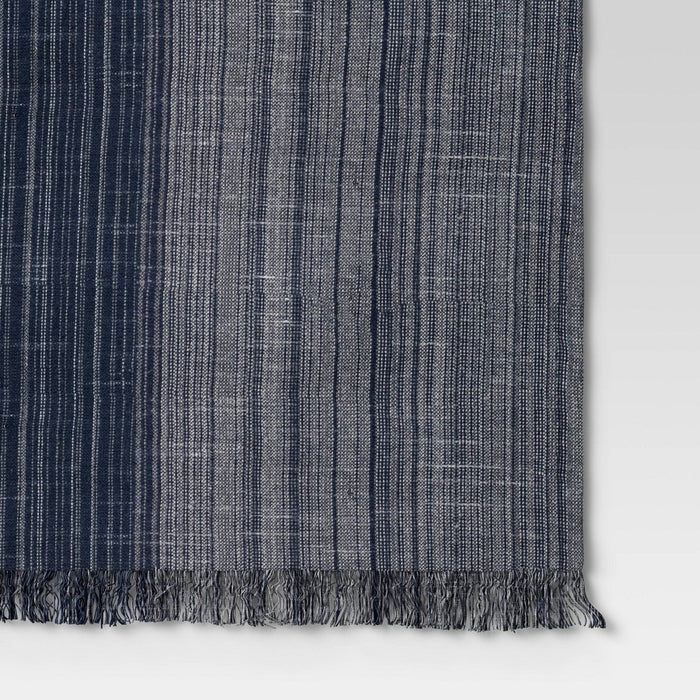 72" x 14" Cotton Striped Table Runner Navy Blue - Threshold