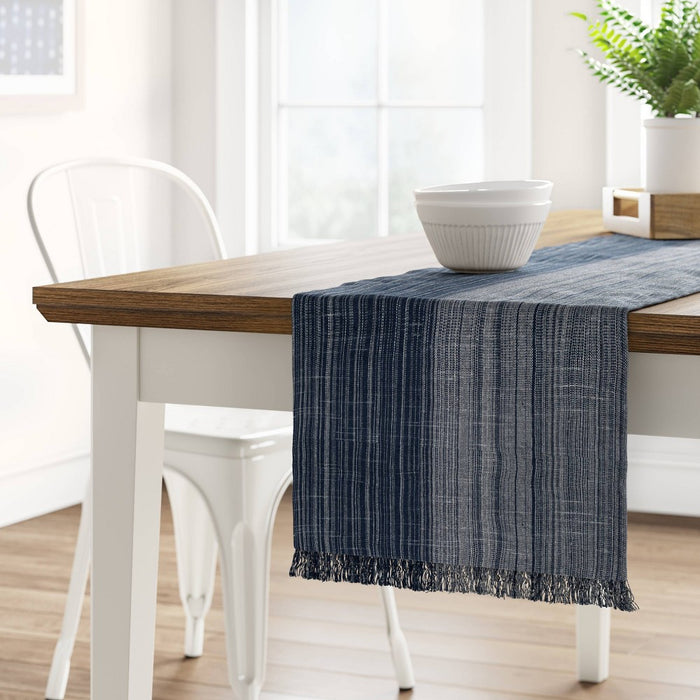 72" x 14" Cotton Striped Table Runner Navy Blue - Threshold