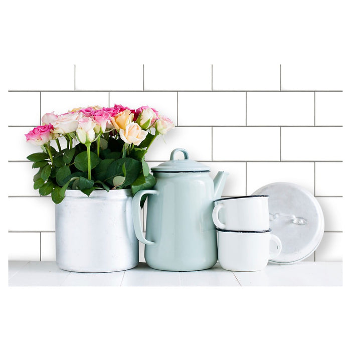 Subway Tile Peel & Stick Wallpaper White - Threshold