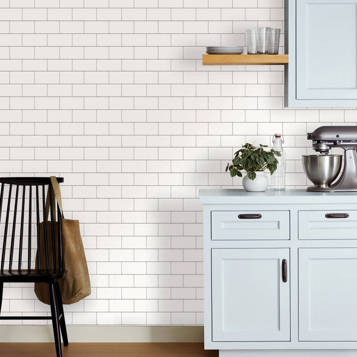 Subway Tile Peel & Stick Wallpaper White - Threshold