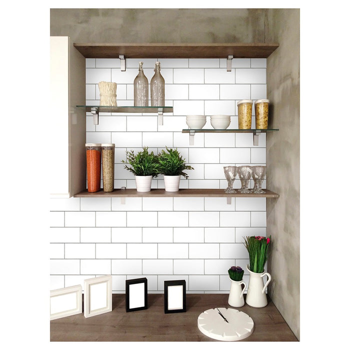 Subway Tile Peel & Stick Wallpaper White - Threshold