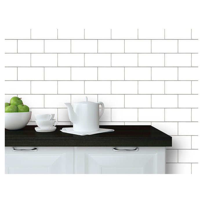 Subway Tile Peel & Stick Wallpaper White - Threshold