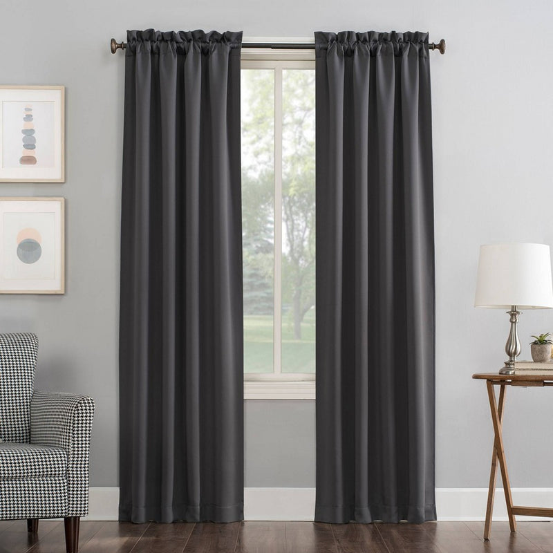 63"x40" Kenneth Rod Pocket Blackout Curtain Panel Charcoal - Sun Zero