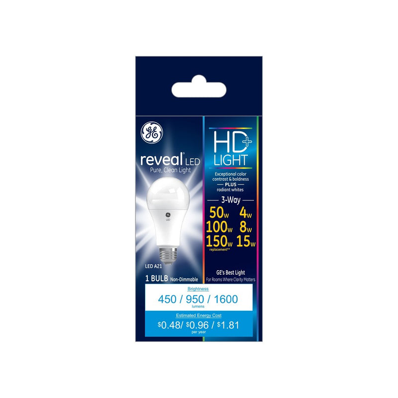 GE Reveal LED HD+ 3-Way Light Bulb