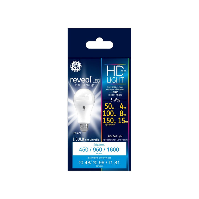GE Reveal LED HD+ 3-Way Light Bulb