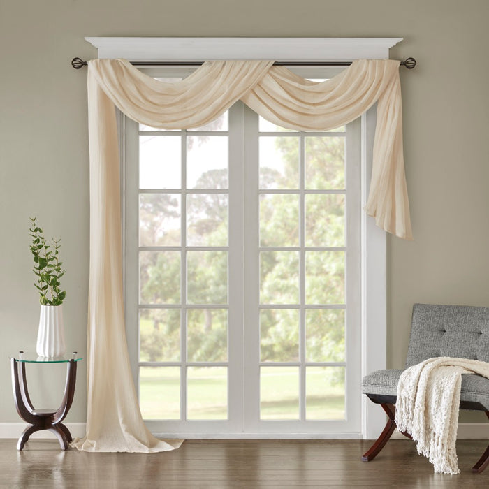 144"x42" Avery Solid Crushed Scarf Sheer Cream