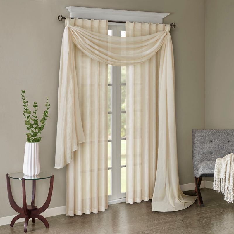 144"x42" Avery Solid Crushed Scarf Sheer Cream