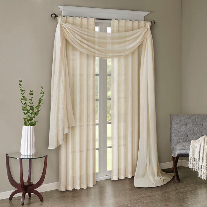 144"x42" Avery Solid Crushed Scarf Sheer Cream