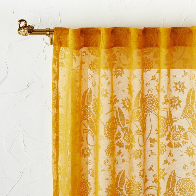 63"x54" Idris Printed Burnout Sheer Curtain Panel Gold - Opalhouse designed with Jungalow