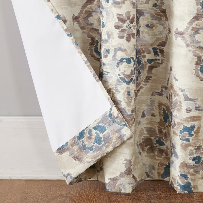 84"x40" Regina Watercolor Floral Thermal Insulated Grommet Curtain Panel Linen - Sun Zero
