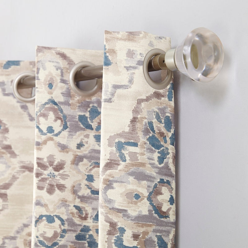 84"x40" Regina Watercolor Floral Thermal Insulated Grommet Curtain Panel Linen - Sun Zero
