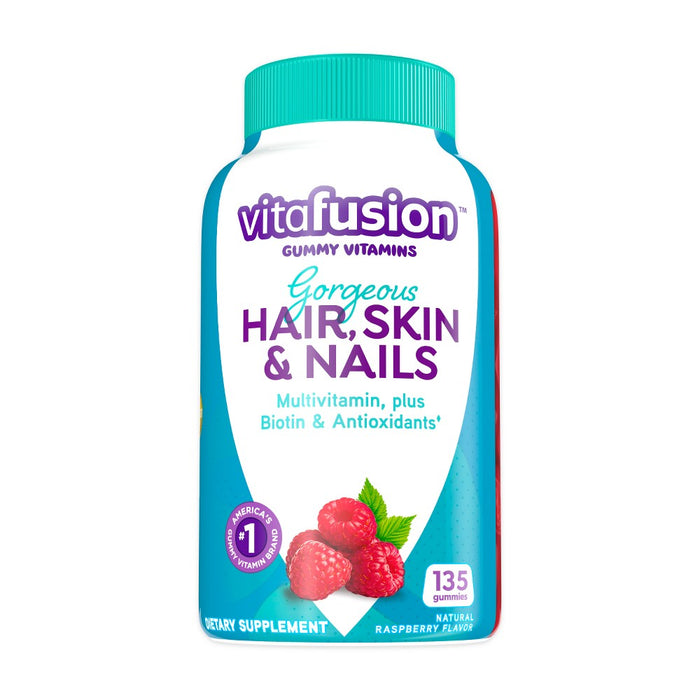 Vitafusion Gorgeous Hair Skin & Nails Supplement Gummies - Raspberry - 135ct