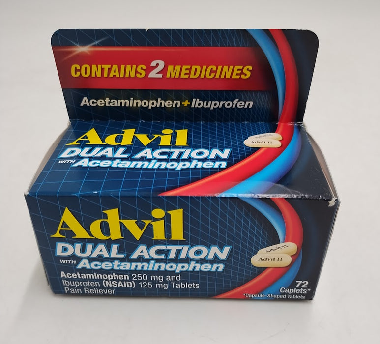Advil Dual Action with Acetaminophen Coated Caplets - 72ct EXP 12/2026