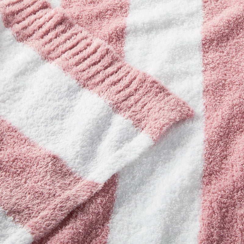 Chenille Stripe Baby Blanket - Dark Pink and White Stripe - Cloud Island