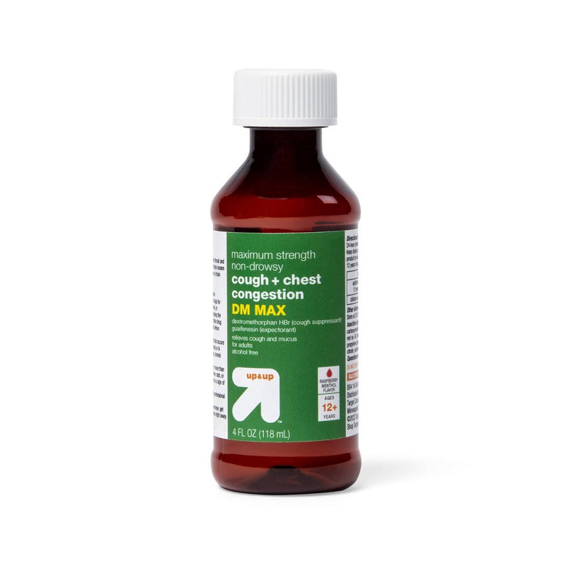 Tussin Cough + Chest Congestion DM Max Treatment - Raspberry Menthol - 4 fl oz - up & up