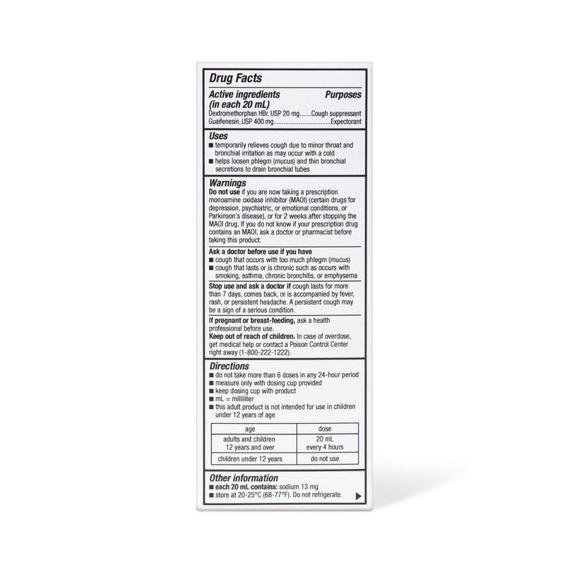 Tussin Cough + Chest Congestion DM Max Treatment - Raspberry Menthol - 4 fl oz - up & up