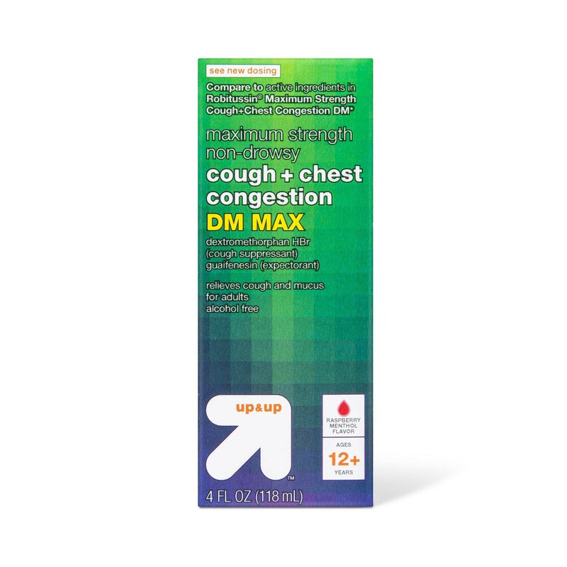 Tussin Cough + Chest Congestion DM Max Treatment - Raspberry Menthol - 4 fl oz - up & up