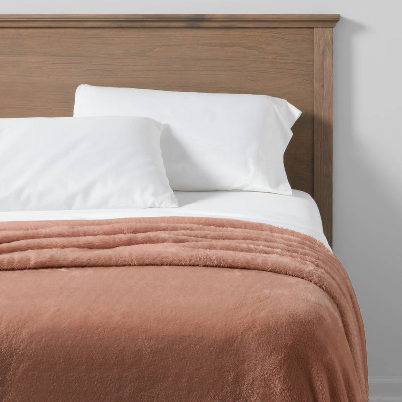 Full/Queen Microplush Solid Bed Blanket Rust - Threshold