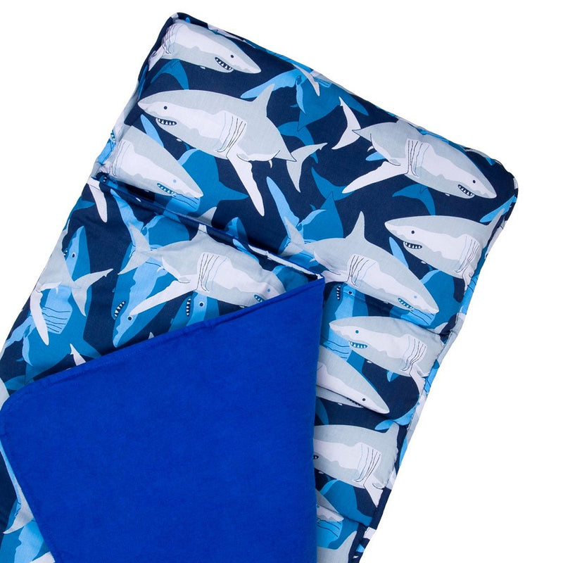 Wildkin Kids Original Cotton Blend Nap Mat with Pillow for Toddler and Elementary (Sharks)
