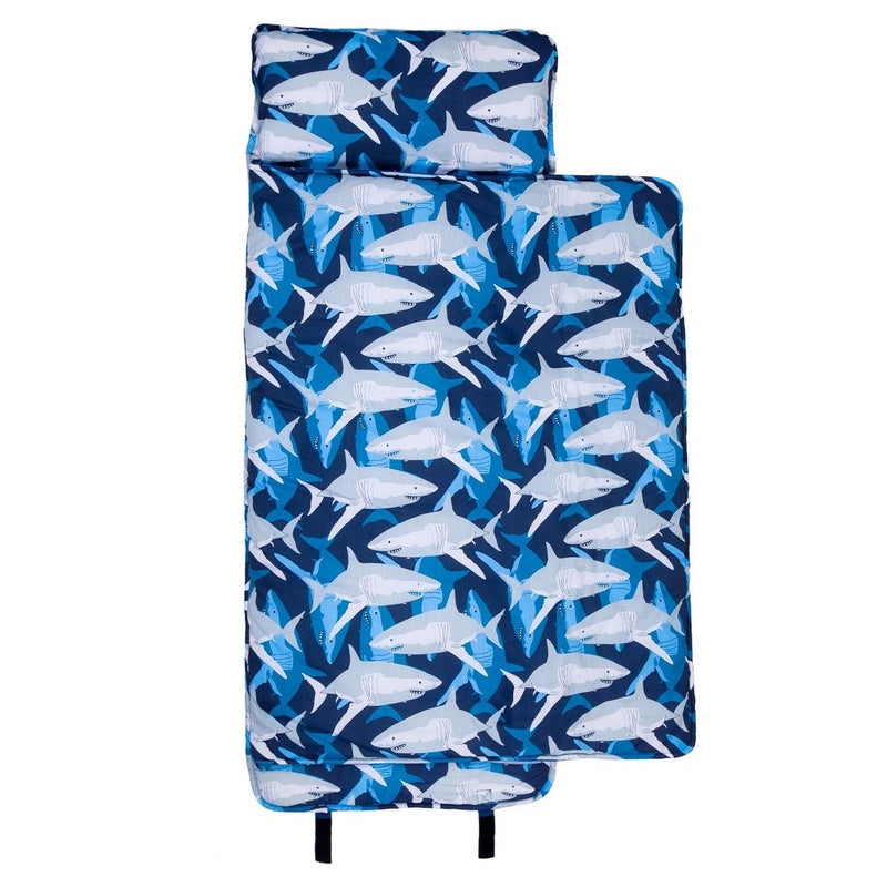 Wildkin Kids Original Cotton Blend Nap Mat with Pillow for Toddler and Elementary (Sharks)