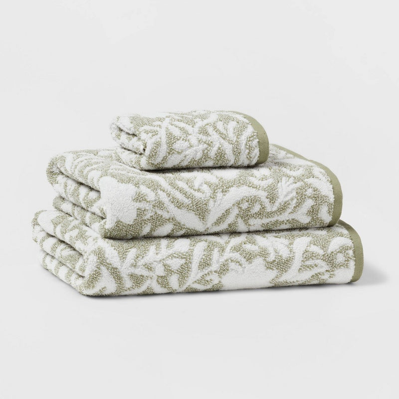 Performance Plus Hand Towel Light Green Floral - Threshold