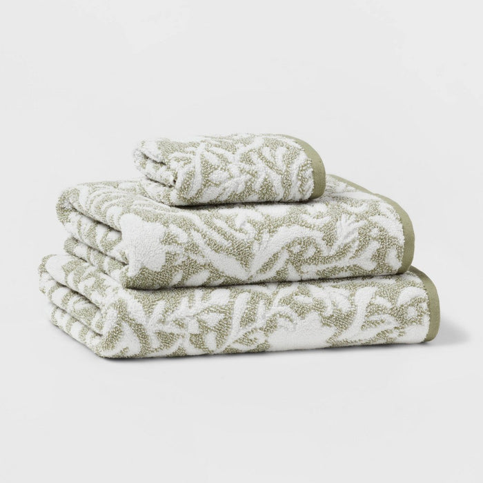 Performance Plus Hand Towel Light Green Floral - Threshold