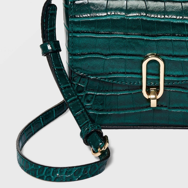 Alligator Print Mini Crossbody Bag - A New Day Teal Blue