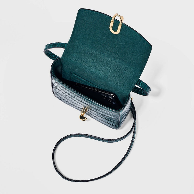 Alligator Print Mini Crossbody Bag - A New Day Teal Blue