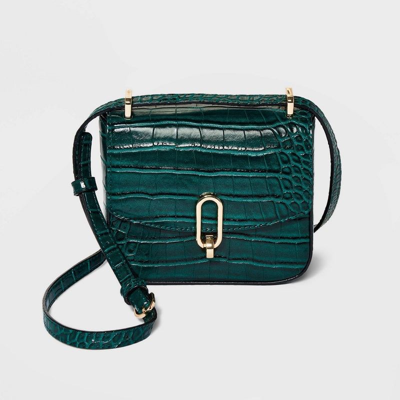 Alligator Print Mini Crossbody Bag - A New Day Teal Blue