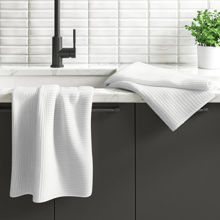 2pk Cotton Solid Ribbed Terry Kitchen Towels White - Threshold