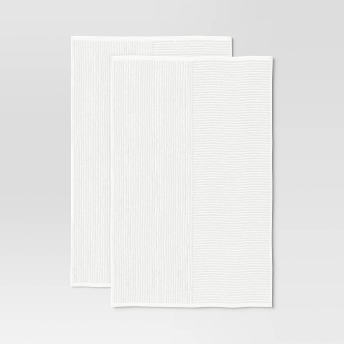 2pk Cotton Solid Ribbed Terry Kitchen Towels White - Threshold