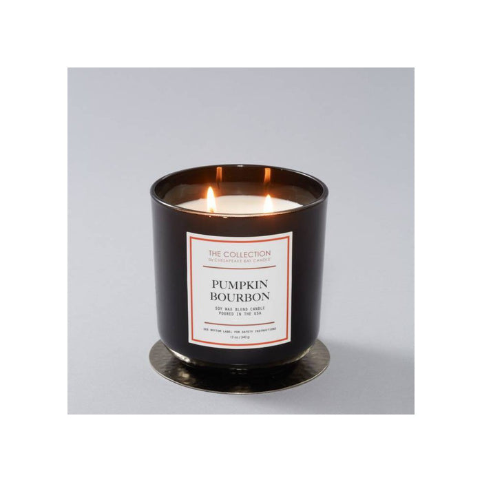2-Wick Black Glass Pumpkin Bourbon Lidded Jar Candle 12oz - The Collection by Chesapeake Bay Candle