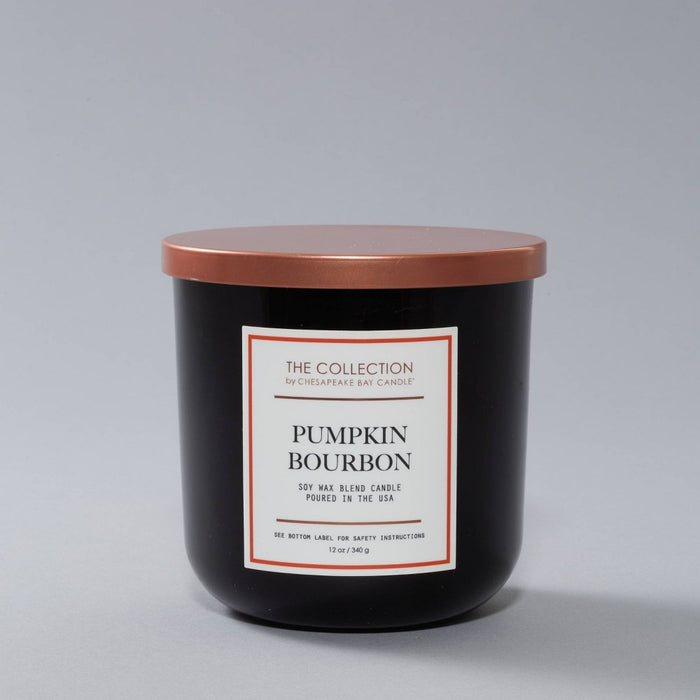 2-Wick Black Glass Pumpkin Bourbon Lidded Jar Candle 12oz - The Collection by Chesapeake Bay Candle