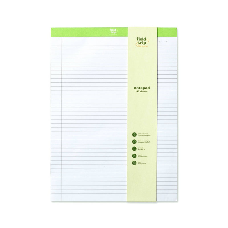 Field Trip 8.5"x11.75" Notepad Lined Green