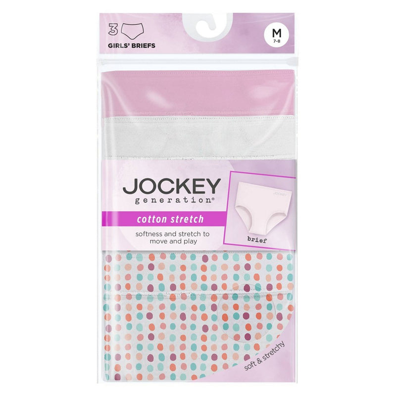 Jockey Generation Girls' 3pk Briefs - White/Pink M
